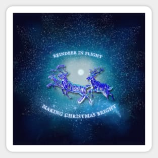 Christmas Collection Magic Reindeer in the Icy Glacial Winter Sky Sticker